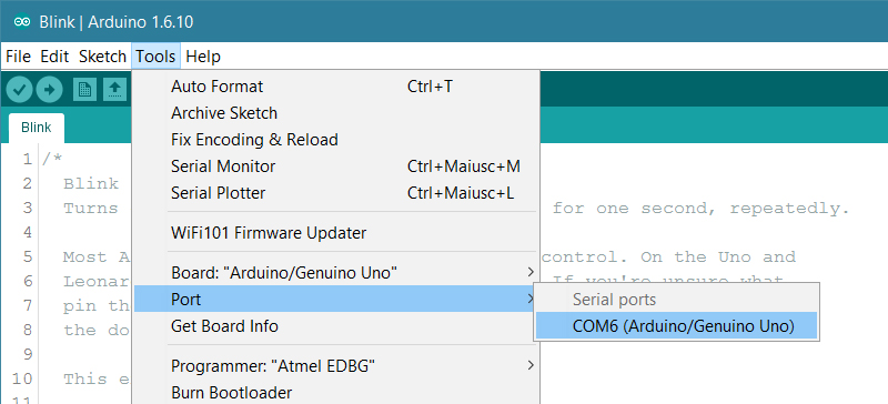 Arduino UNO Port select in Arduino IDE tool