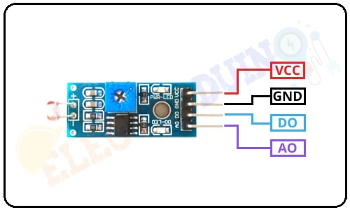 Digital/Analog LDR Sensor Module Pinout Pin Diagram