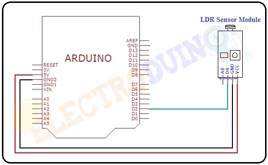 Arduino LDR Sensor Module Circuit Diagram for Digital Output