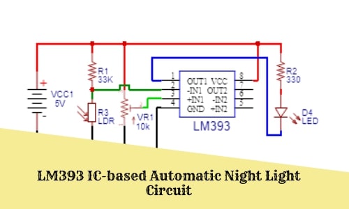 LM393 IC-based Automatic Night Light Circuit