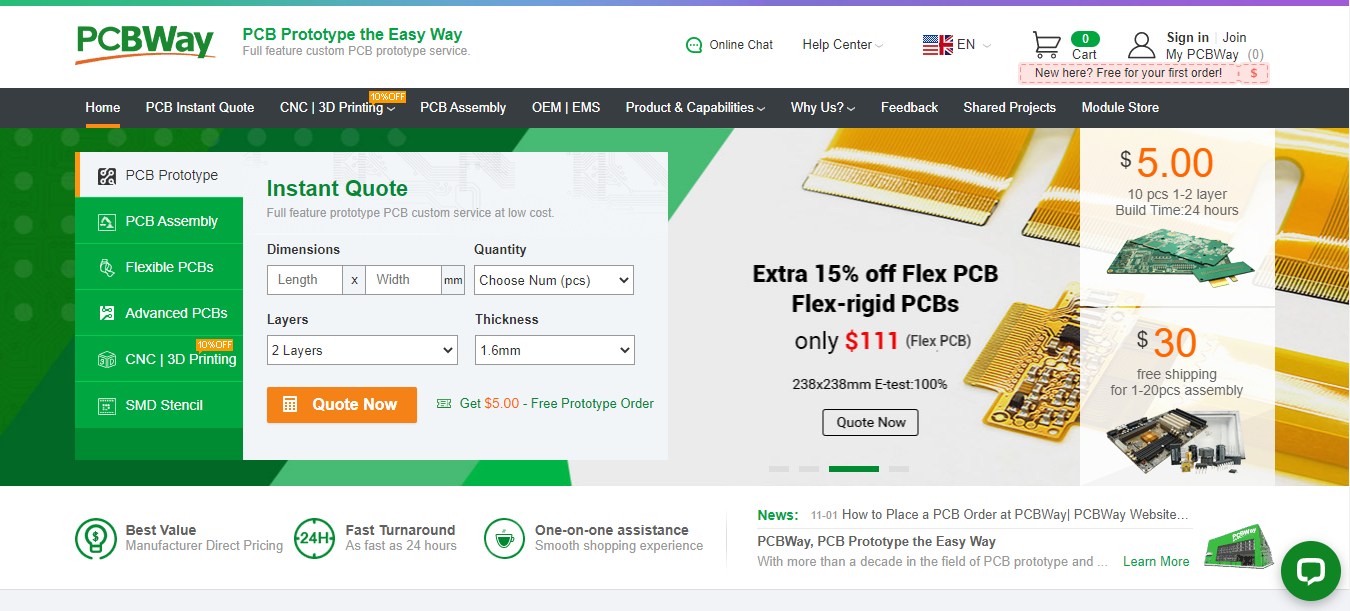 PCBWay PCB Prototype the Easy Way Full feature custom PCB prototype service.