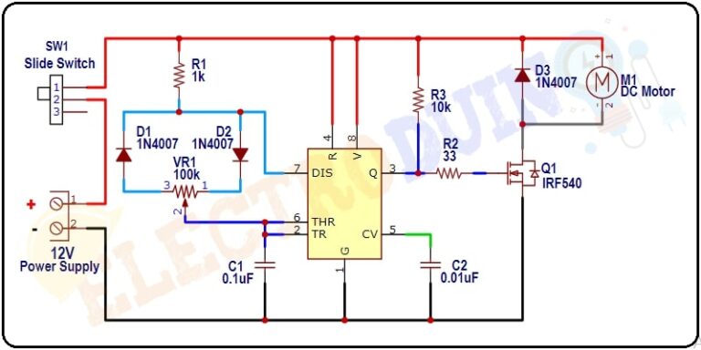 DC Motor Speed Control Using Ne555 and IRF540-MOSFET