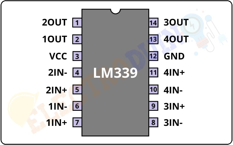 LM339 Voltage Comparator IC Pinout