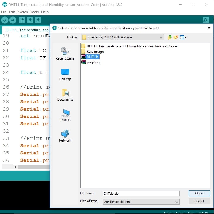 Install DHT.h Library in Arduino IDE Software, DHT11 Temperature and Humidity Sensor Library, step 2