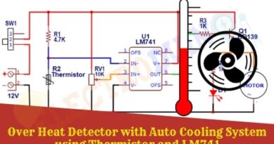 Over Heat Detector with Auto Cooling System using Thermistor and 741 Op-Amp IC , temperature control DC fan Circuit
