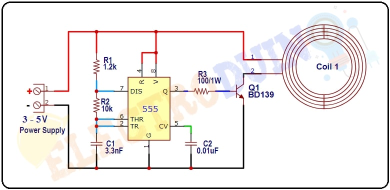 Transmitter Part Circuit Diagram of Wireless Power Transmission Project