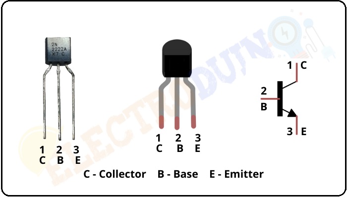  2N2222A Transistor Pin Configuration, Pin diagram, Pinout, Hello friends! Welcome back to ElectroDuino. Hope you all are doing well. This blog is based on the 2N2222A Transistor – Pin Diagram, Specifications & Working Principle. Here we will discuss the Introduction to the 2N2222A transistor, Pin diagram, How it Works, Specification, Features, Equivalent, Applications, and Download Datasheet.