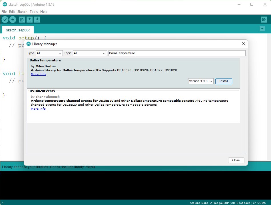 Download and Install DallasTemperature and OneWire Arduino libraries for DS18B20 Temperature Sensor, DS18B20 Arduino code