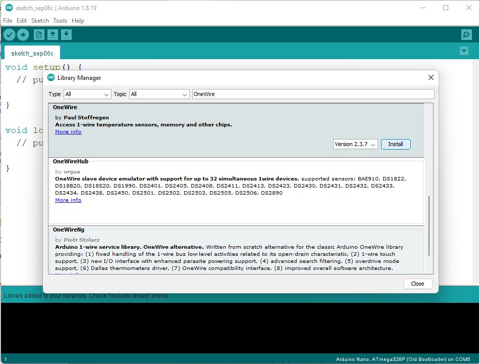 Download and Install DallasTemperature and OneWire Arduino libraries for DS18B20 Temperature Sensor, DS18B20 Arduino code