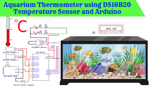 Aquarium Thermometer using DS18B20 Temperature Sensor